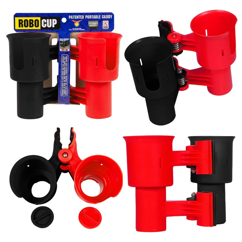 ROBOCUP, RED & Black, Updated Version, Best Cup Holder for Drinks, Fishing Rod/Pole, Boat, Beach Chair, Golf Cart, Wheelchair, Walker, Drum Sticks, Microphone Stand - Image 1